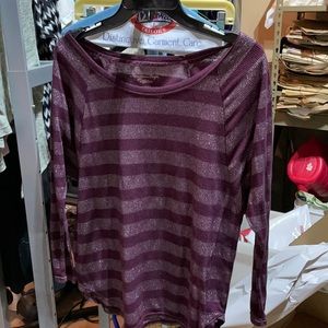 AE maroon striped glitter knit